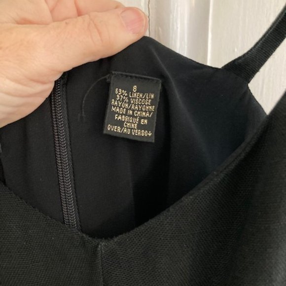 Dana Buchman Little Black Linen dress with scoop neck and thin straps - Picture 3 of 7